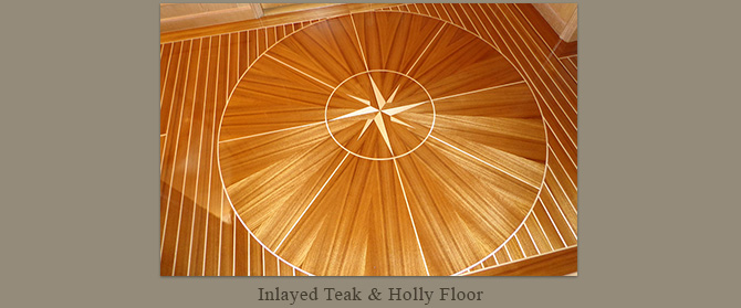 Inlayed teak and holly floor